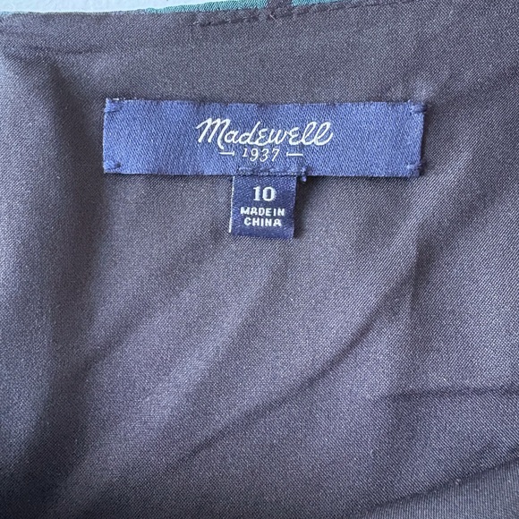 Madewell Silk Size 10 Blue Green Tartan Plaid Ruffle Flounce Hem Sheer Sleeves - Picture 3 of 15